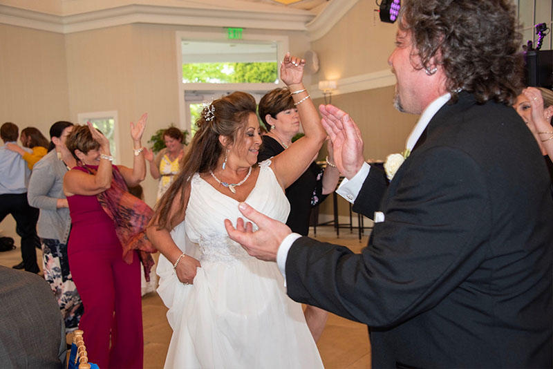 Dancing at the wedding reception while Boston Premier performs
