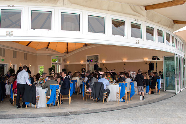 Canopy covering the wedding guests at the Wequassett Inn and Resort during dinner