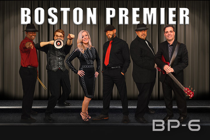 A promotional photo of Boston Premier. the 6-piece Boston wedding band