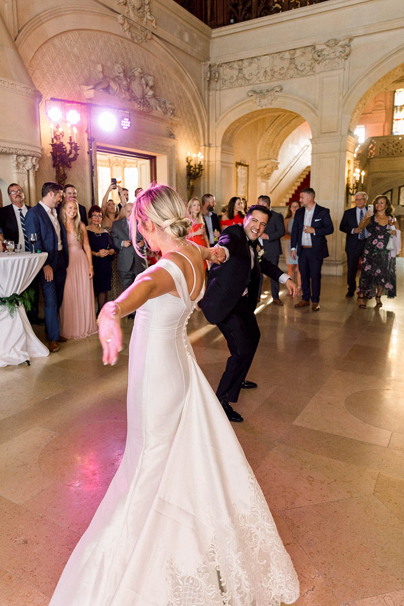 Christie & Dan sharing their first dance as Boston Premier performs their wedding song.