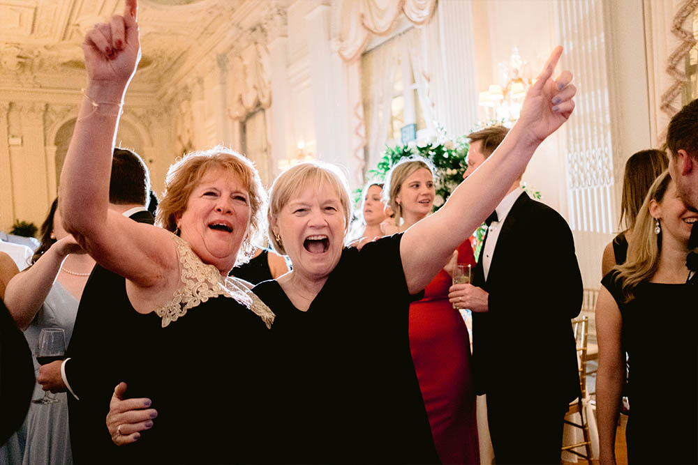 The Mother and aunt of the bride dancing to one of their favorite songs.