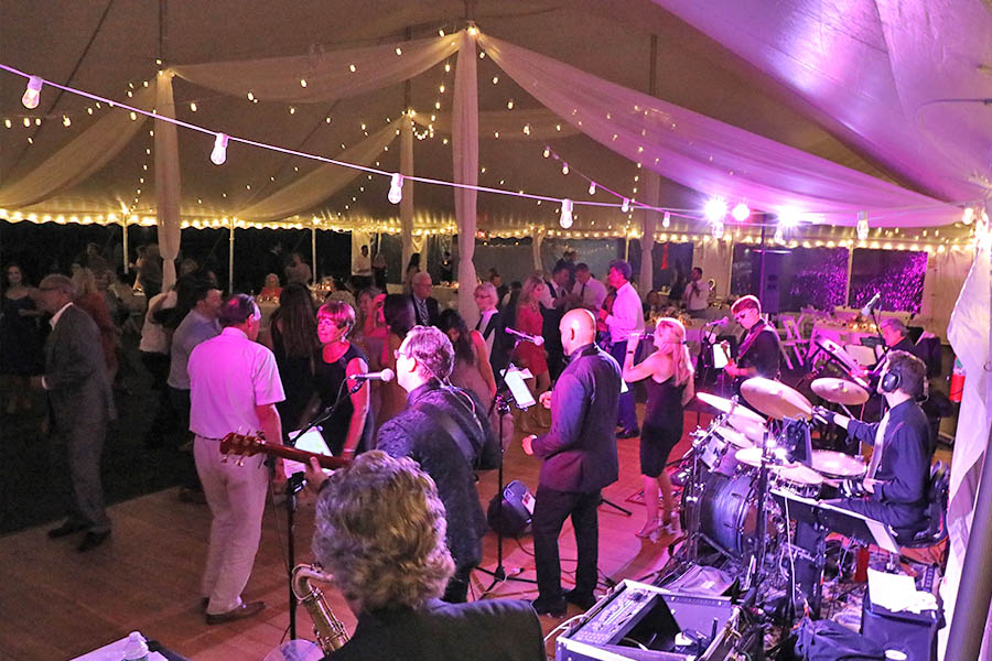 Wedding guests dancing wildley to The Boston Premier Band
