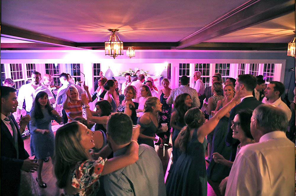A packed dance floor at the Dennis Inn Wedding as Boston Premier performs.
