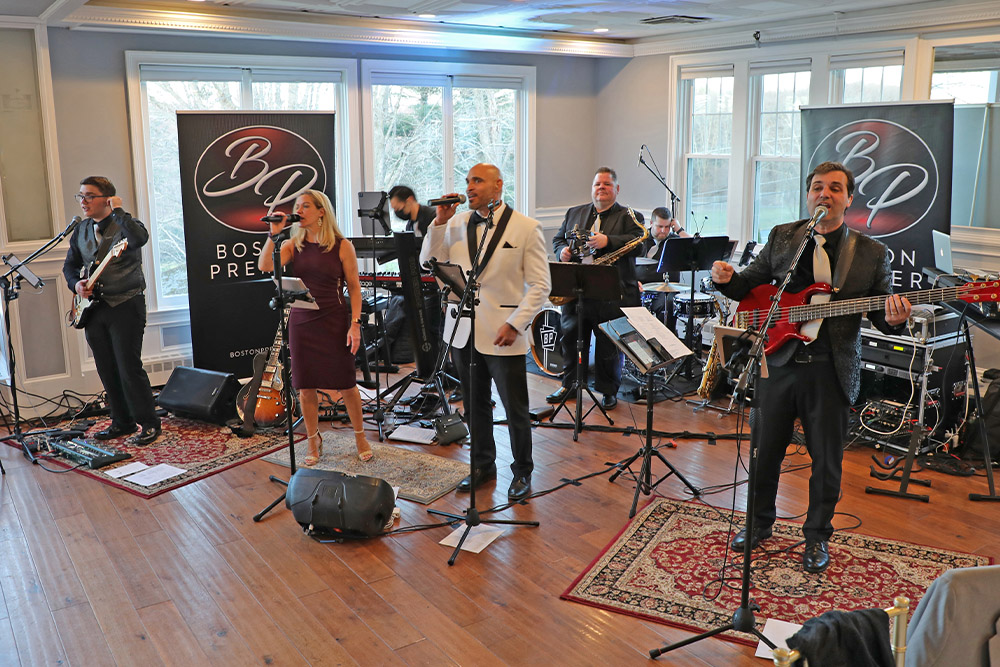 Boston Premier, a Boston Wedding band performs at the wedding.