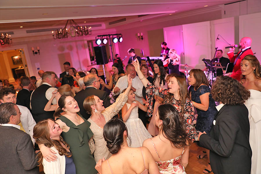 A packed Dance Floor at the wedding reception
