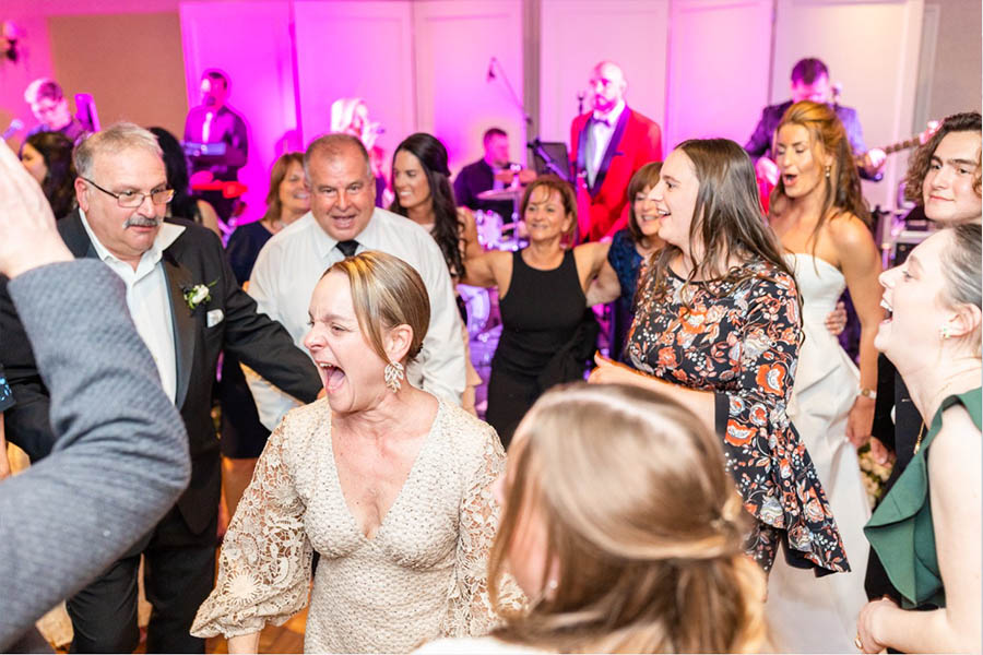 Guests dance to the music of a Boston Wedding Band