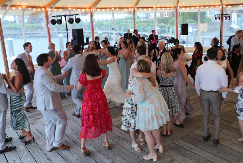 Guests dancing at the wedding