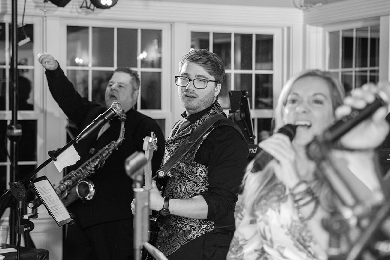 Boston Premier band performing at the wedding.