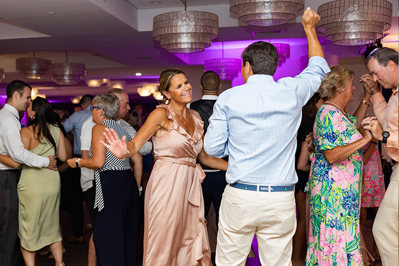 Wedding guests enjoying dancing to the Boston Premier Band