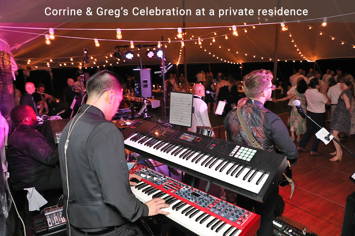 The keyboardist of Boston Premier performing with the band at a private wedding.