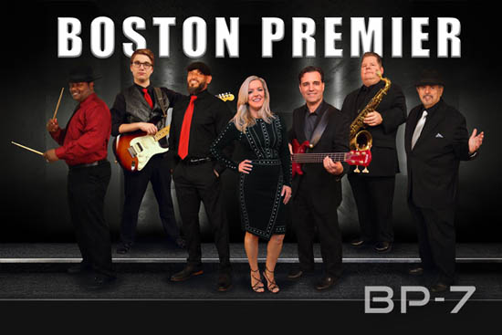 Boston Premier's 7-piece band poses for a photo.