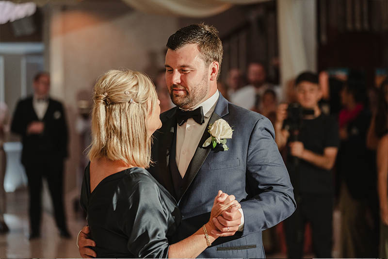The Groom dancing with his mother on the dance floor.
