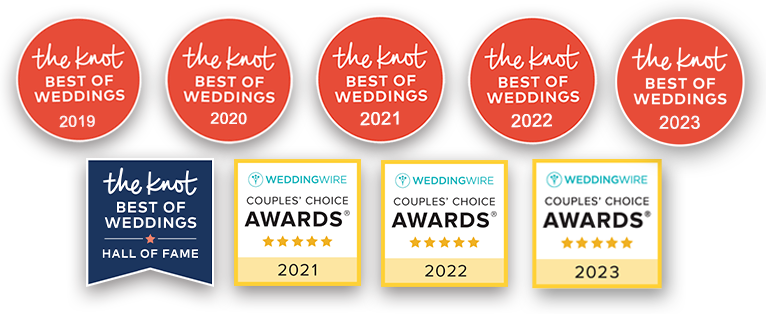A variety of best wedding awards that Boston Premier has earned over the years poerforming exceptional weddings throughout New England.
