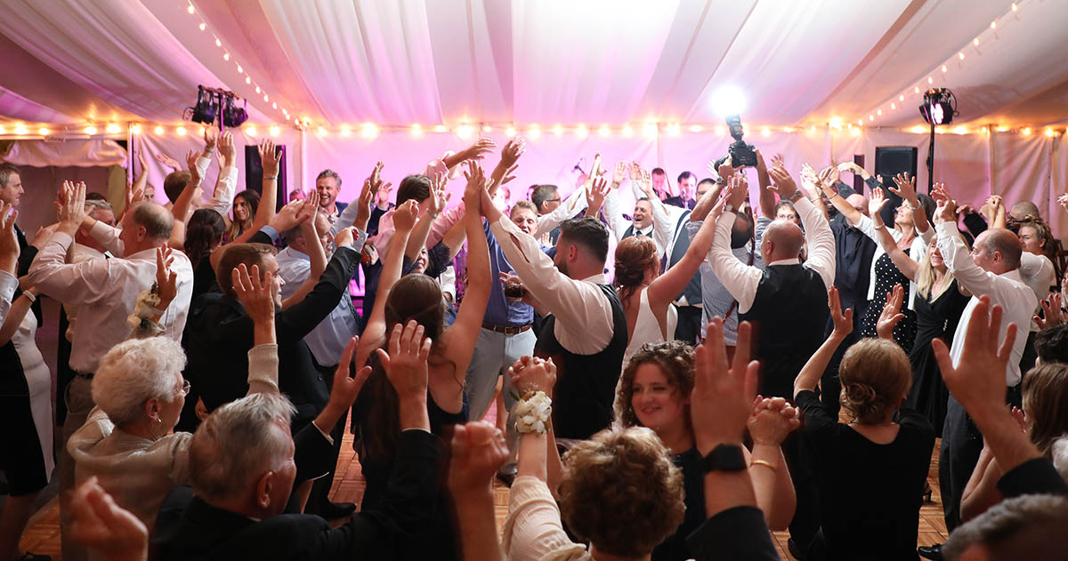 A packed dance floor as Boston Premier performs exceptional dance music for the wedding guests