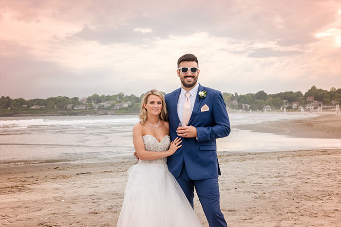 Wedding ceremony photo on the beach in Newport